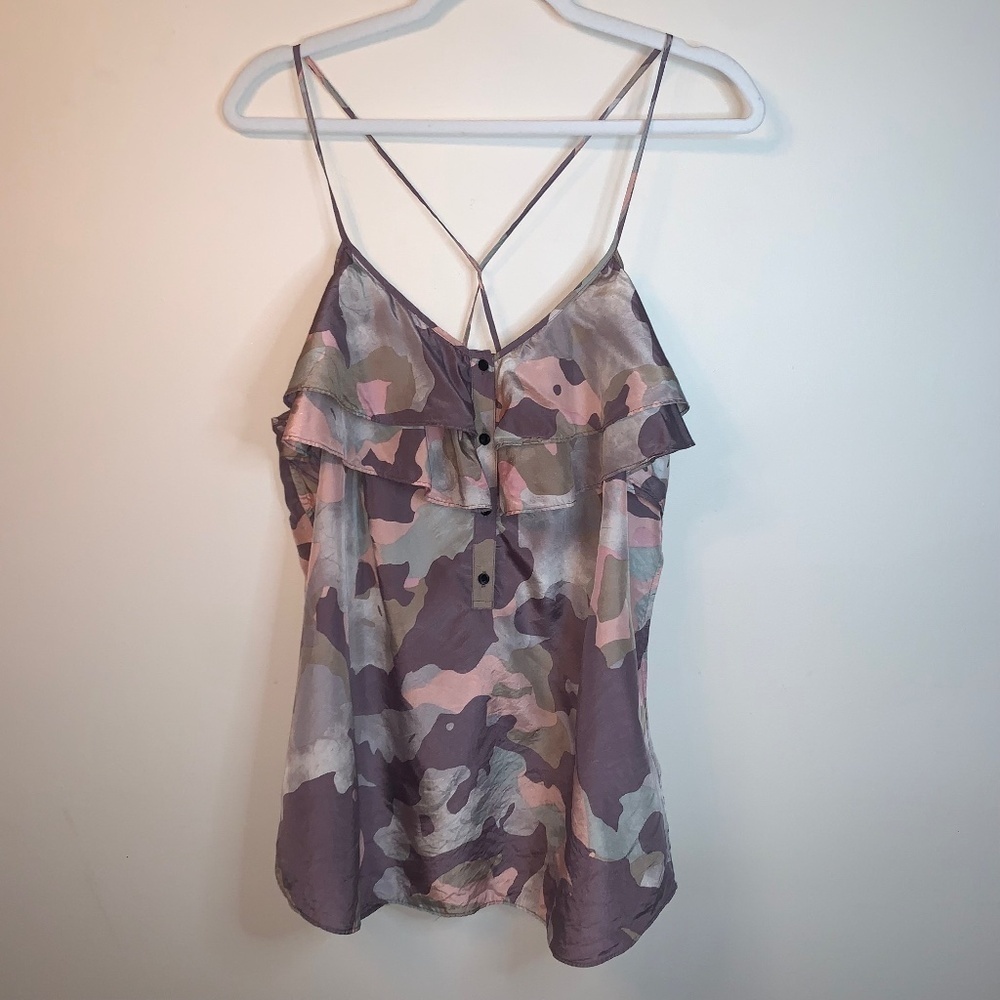 Banana Republic Sleeveless Ruffle Silk Top XL
